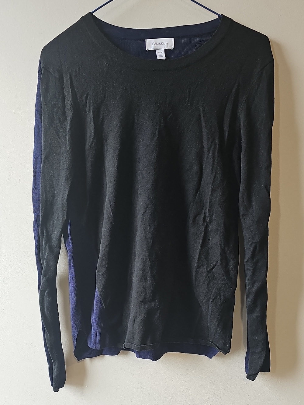 Calvin Klein Medium Black & Navy Long Sleeve Top